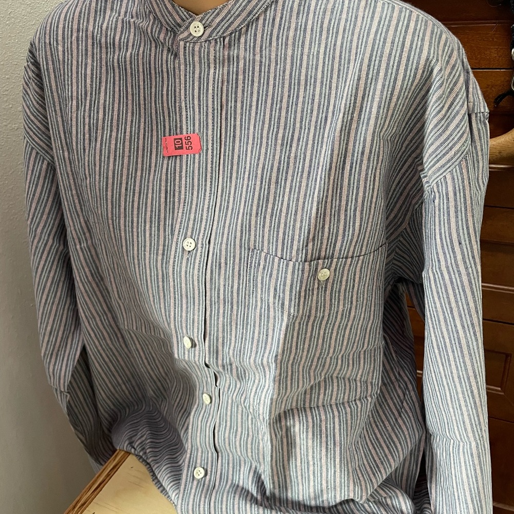 Vintage button up no collar shirt